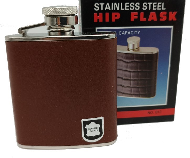 Φλασκί ποτού απο ανοξείδωτο ατσάλι leather dark 812Κ