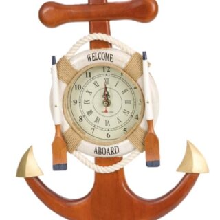 Διακοσμητικό ξύλινο ναυτικό ρολόι τοίχου  σε σχήμα άγκυρα F0SY452