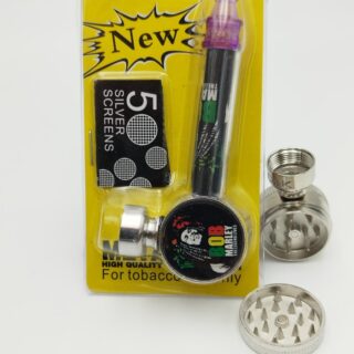 Μεταλλική πιπα bob marley με Τριφτή καπνού σέρτικο & 5 σήτες