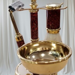 Σετ ξυρίσματος με πινέλο, μπολ, ξυραφάκι και βάση στήριξης