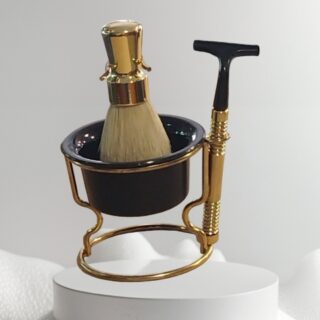 Σετ ξυρίσματος με πινέλο, ξυραφάκι και βάση στήριξης  30 black and gold