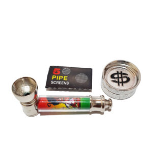 Μεταλλική πίπα HEMP 8cm με Σίτα & Grinder Metal D&K