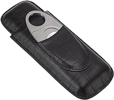 Πουροθήκη δέρμα κροκό black για δύο πούρα με ενσωματωμένο Πουροκόφτη big ben