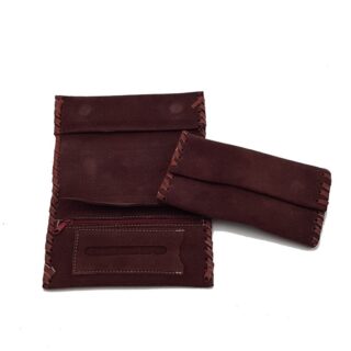 Καπνοθήκη δερμάτινη σουέτ με διπλό μαγνητικό κούμπωμα Μπορντό